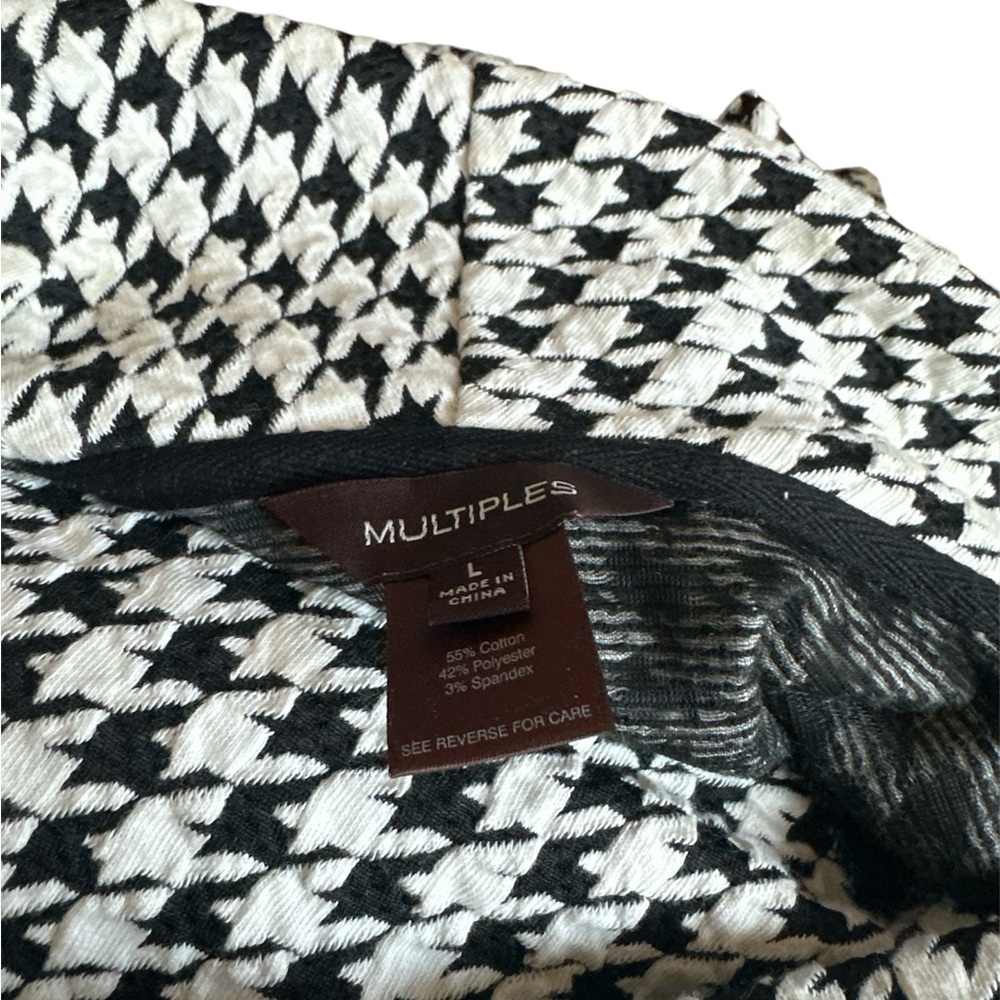 Black White Houndstooth Cowl Neck Tunic Sweater Asymmetrical Hem Large - Picture 3 of 3